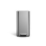 Simplehuman's 9L Slim Step Can in Brushed, front view.