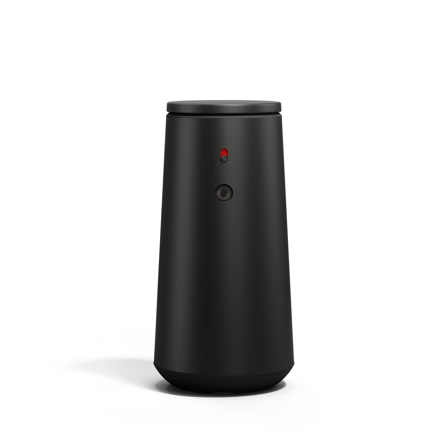Straight front view of Simplehuman Matte Black Sensor Pump Foam showing active sensor light, touch-free dispensing.