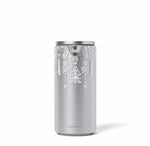 Simplehuman 14 oz. Sensor Pump with Limited Edition Holiday Sleeve, silver finish and white snow pattern, touch-free.