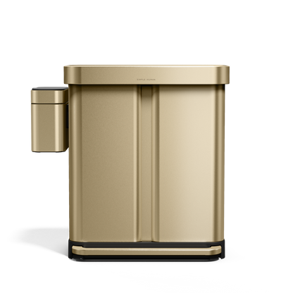 Simplehuman Brass Step Can and magnetically attached Compost Caddy system.