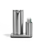 Simplehuman 9 oz Sensor Pump with Caddy in Brushed Stainless Steel, touch-free dispenser and sponge holder